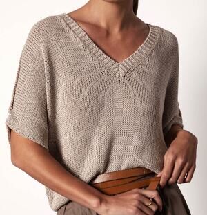 Brochu Walker The Gaia Short Sleeve Sweater Moonstone Taupe (S)